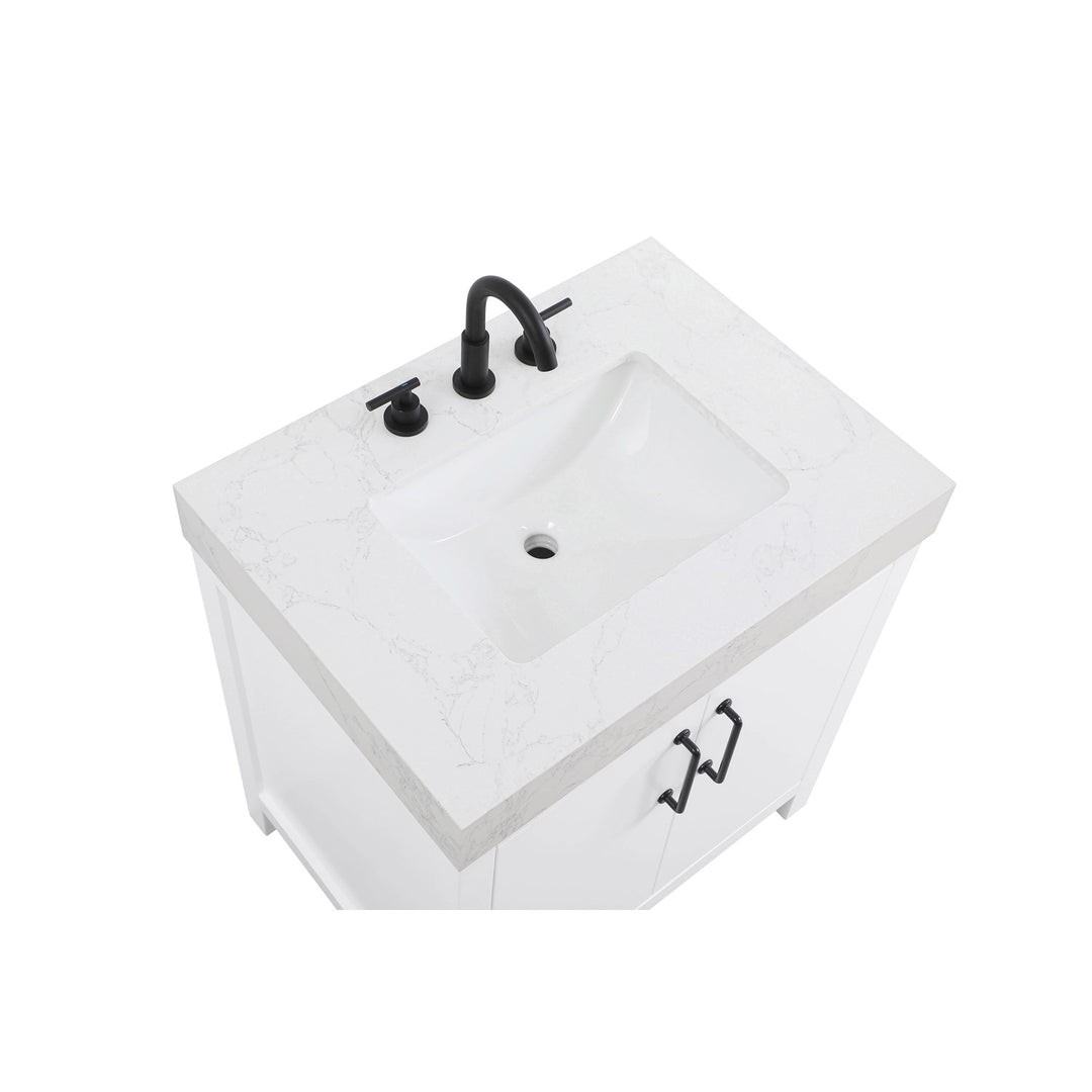 30 Inch Single Bathroom Vanity In White - View 4 - Joshua Marshal