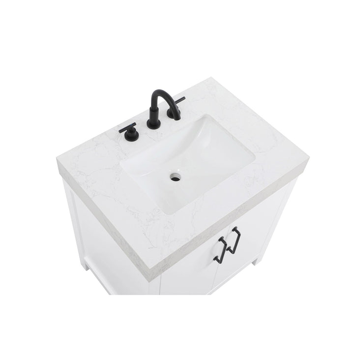 30 Inch Single Bathroom Vanity In White - View 4 - Joshua Marshal