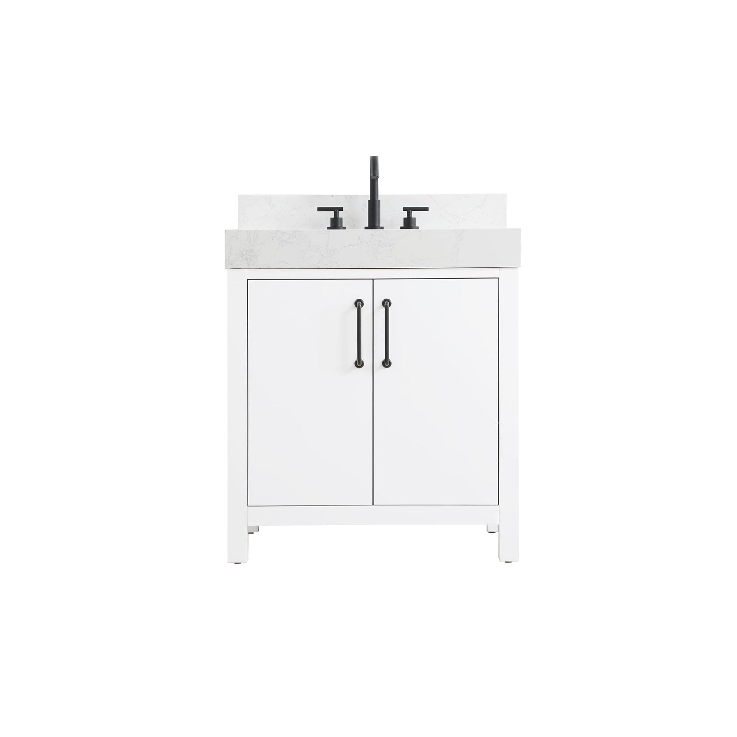 30 Inch Single Bathroom Vanity In White With Backsplash - View 3 - Joshua Marshal