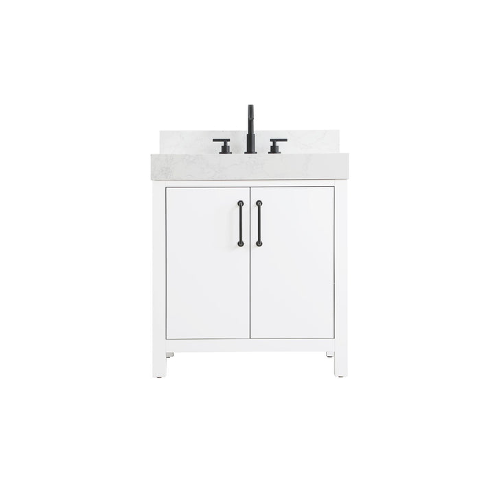 30 Inch Single Bathroom Vanity In White With Backsplash - View 3 - Joshua Marshal