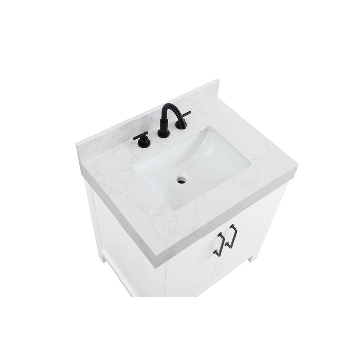 30 Inch Single Bathroom Vanity In White With Backsplash - View 5 - Joshua Marshal