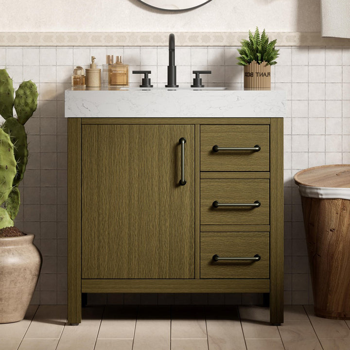 32 Inch Single Bathroom Vanity In Chestnut Brown Chestnut Brown Finish - KITCHEN & BATH by Joshua Marshal