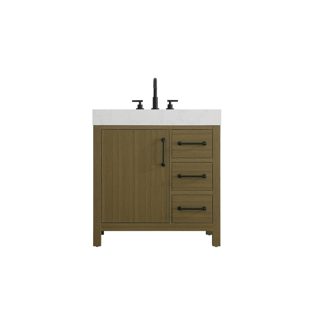 32 Inch Single Bathroom Vanity In Chestnut Brown - View 3 - Joshua Marshal