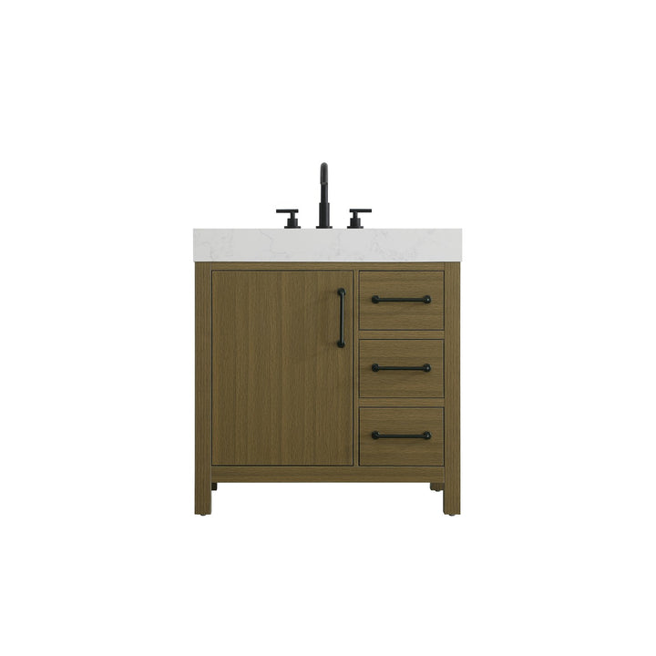 32 Inch Single Bathroom Vanity In Chestnut Brown - View 3 - Joshua Marshal