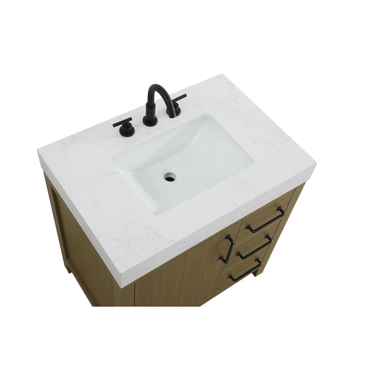 32 Inch Single Bathroom Vanity In Chestnut Brown - View 4 - Joshua Marshal