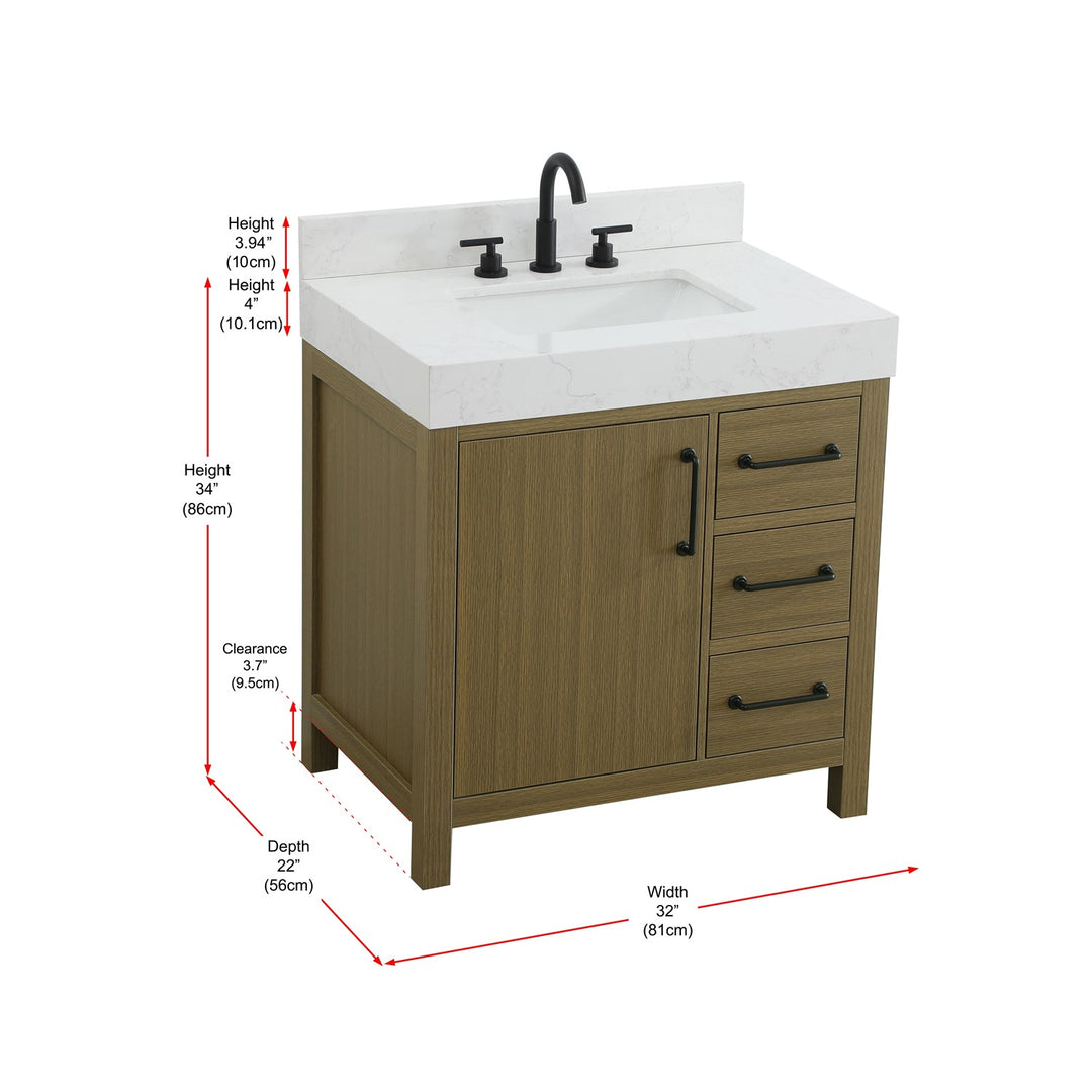 32 Inch Single Bathroom Vanity In Chestnut Brown - View 6 - Joshua Marshal