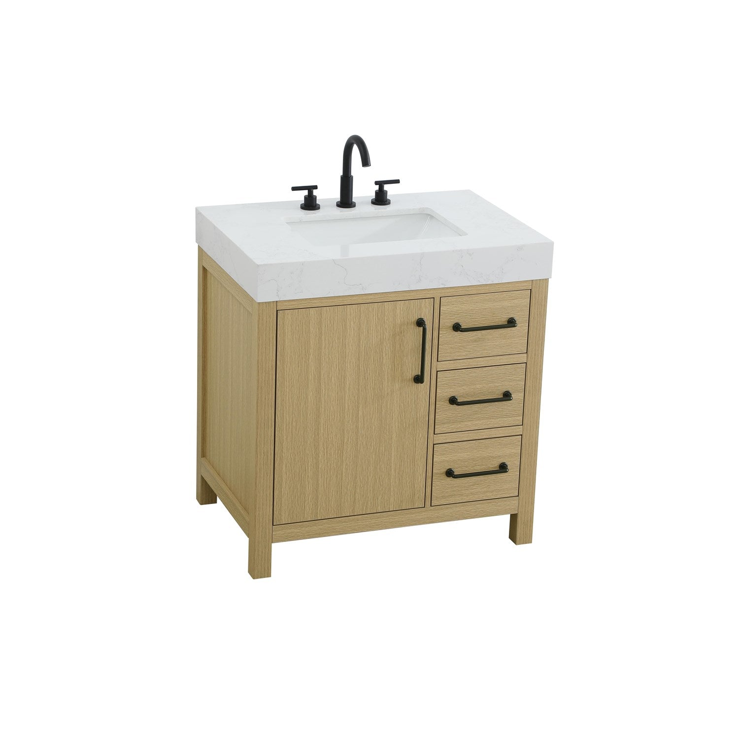 32 Inch Single Bathroom Vanity In Honey Brown - View 3 - Joshua Marshal