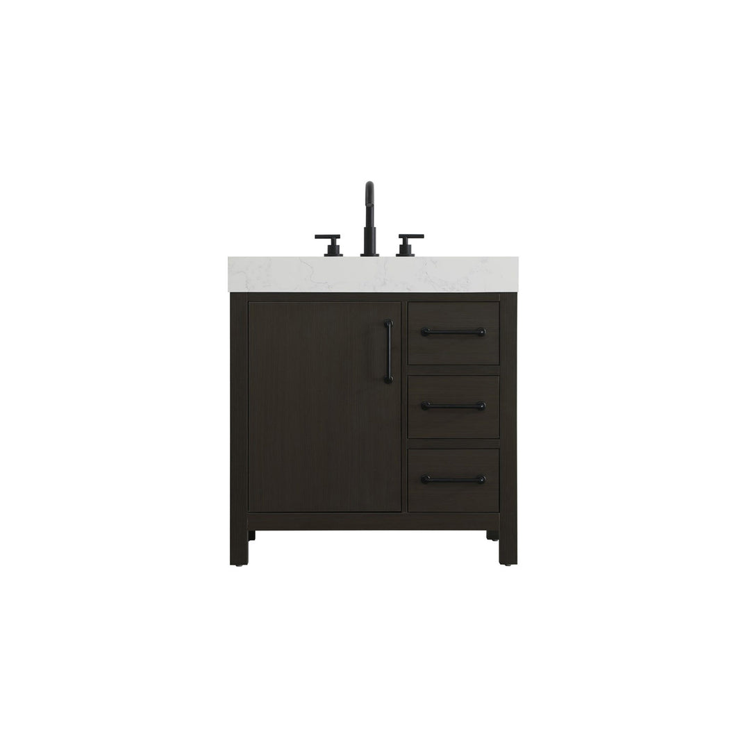 32 Inch Single Bathroom Vanity In Mocha Brown - View 3 - Joshua Marshal