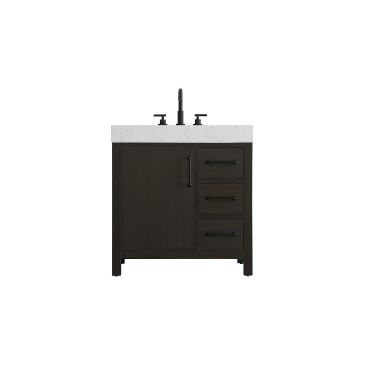 32 Inch Single Bathroom Vanity In Mocha Brown - View 3 - Joshua Marshal