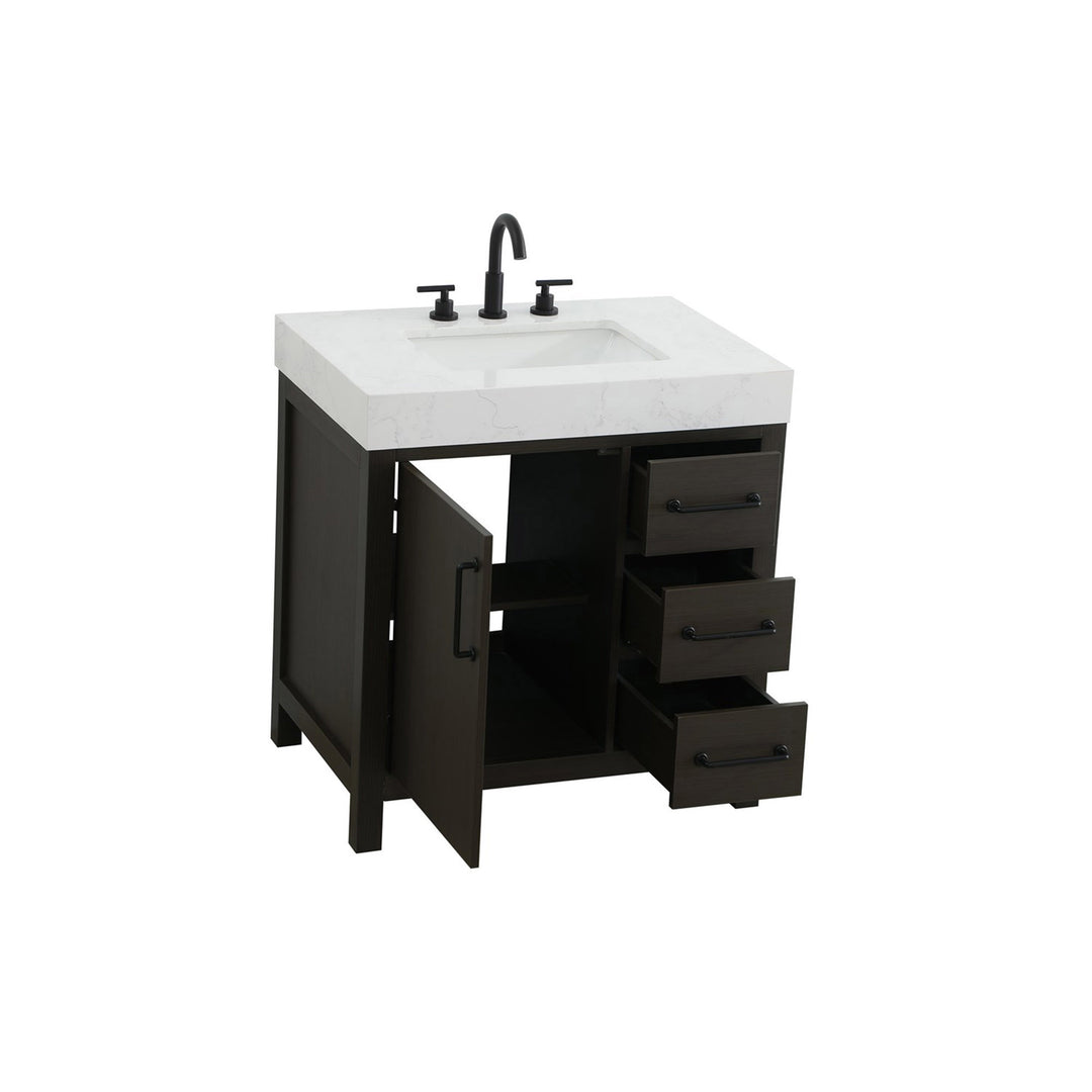 32 Inch Single Bathroom Vanity In Mocha Brown - View 4 - Joshua Marshal