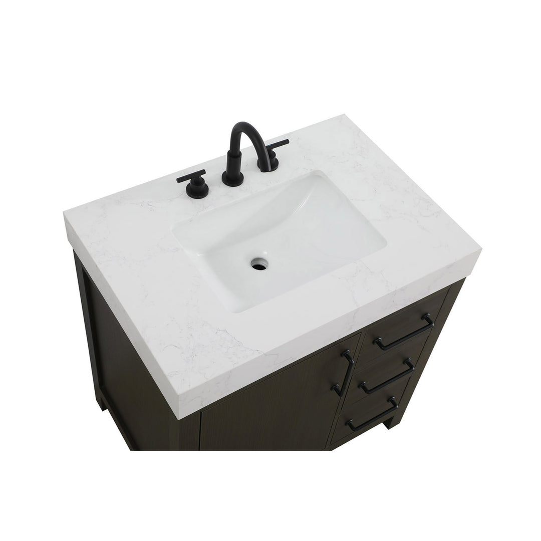 32 Inch Single Bathroom Vanity In Mocha Brown - View 6 - Joshua Marshal