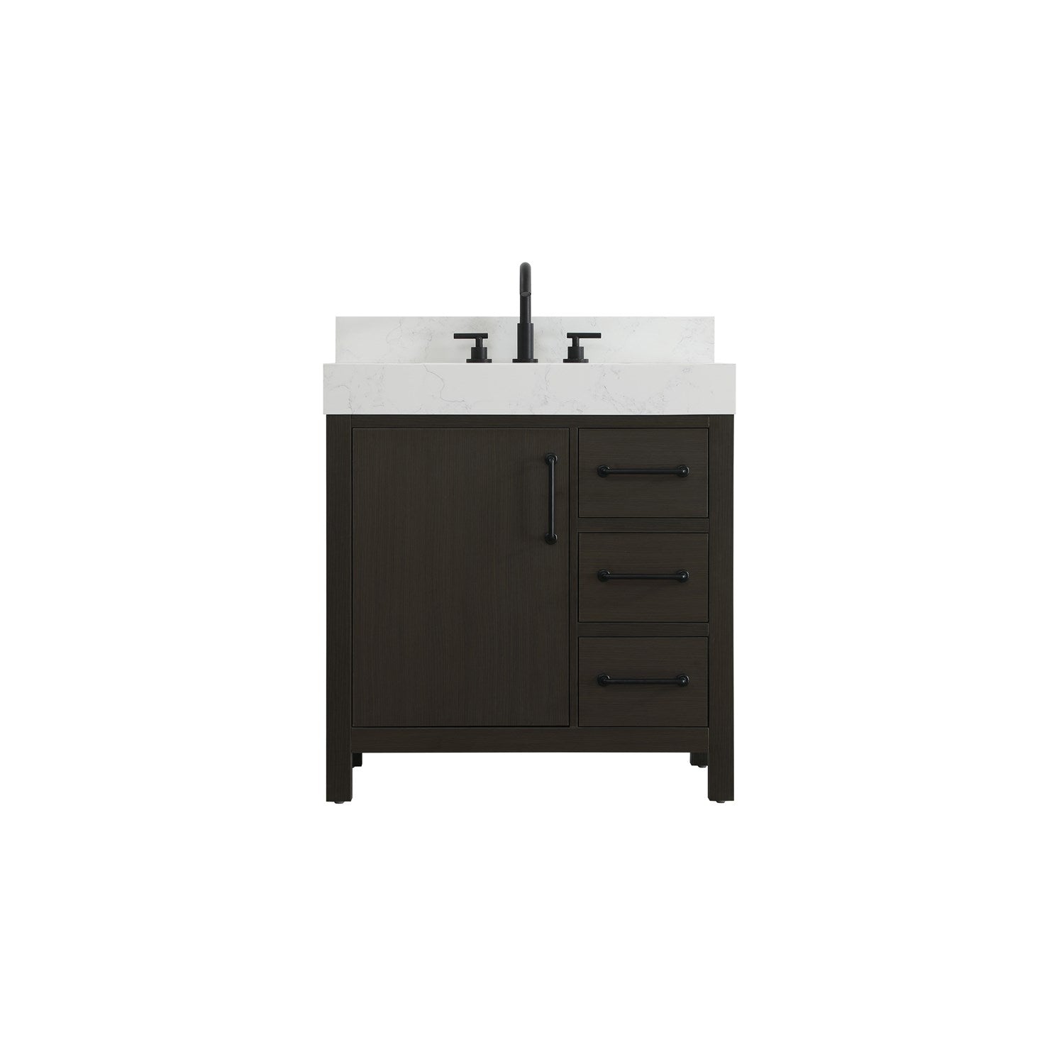 32 Inch Single Bathroom Vanity In Mocha Brown With Backsplash - View 3 - Joshua Marshal