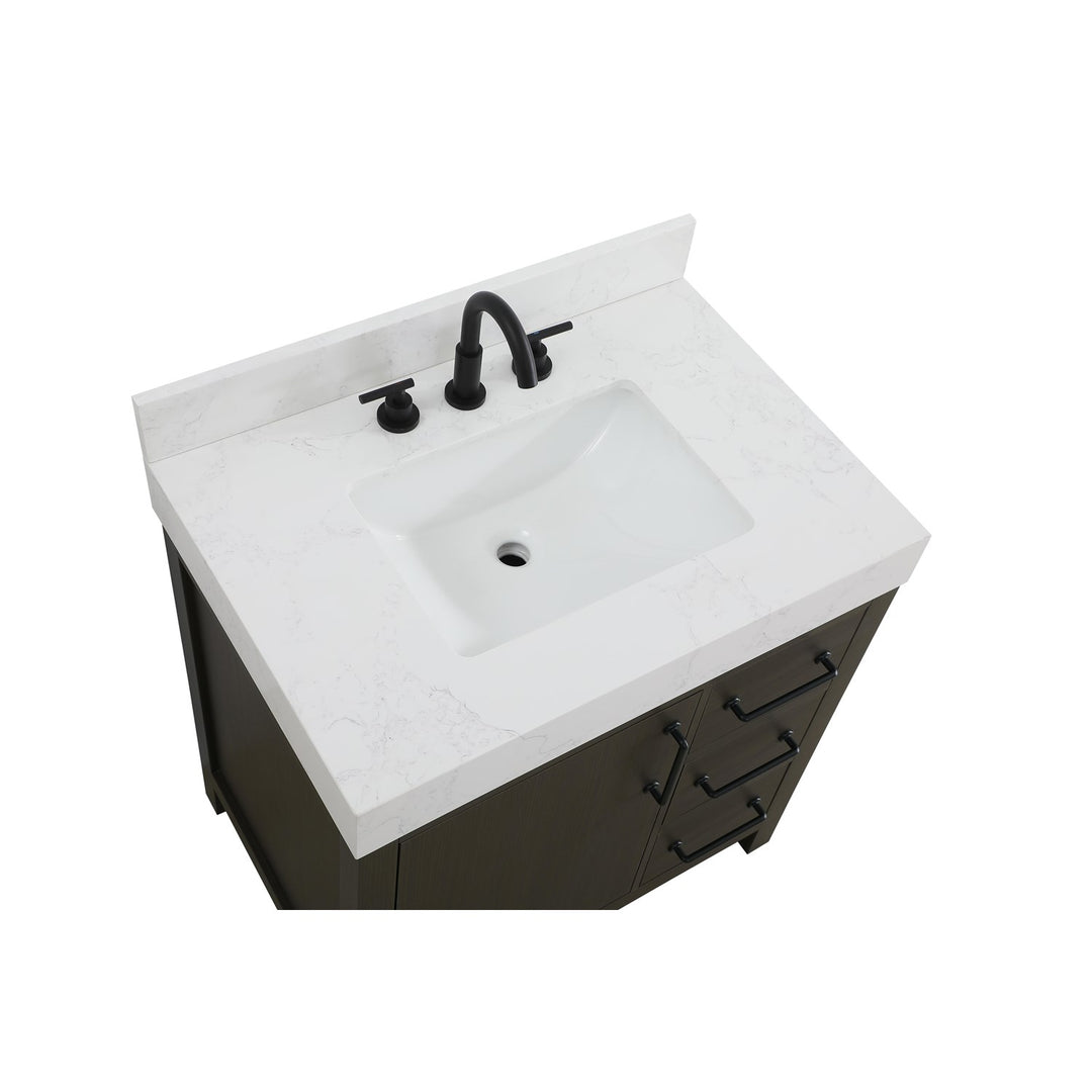32 Inch Single Bathroom Vanity In Mocha Brown With Backsplash - View 5 - Joshua Marshal