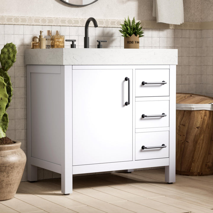 32 Inch Single Bathroom Vanity In White White Finish - KITCHEN & BATH by Joshua Marshal