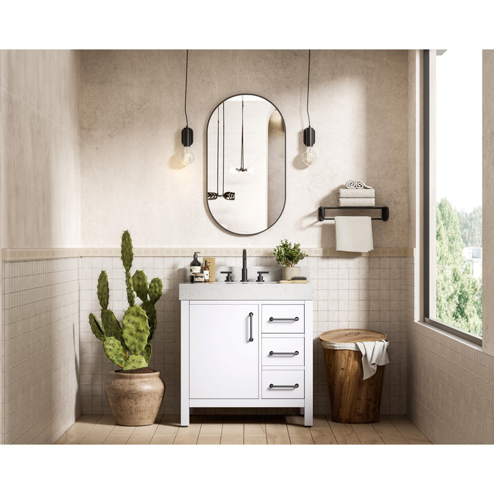 32 Inch Single Bathroom Vanity In White - View 2 - Joshua Marshal