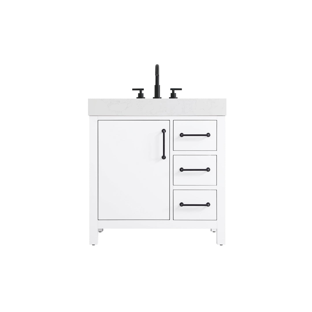 32 Inch Single Bathroom Vanity In White - View 3 - Joshua Marshal
