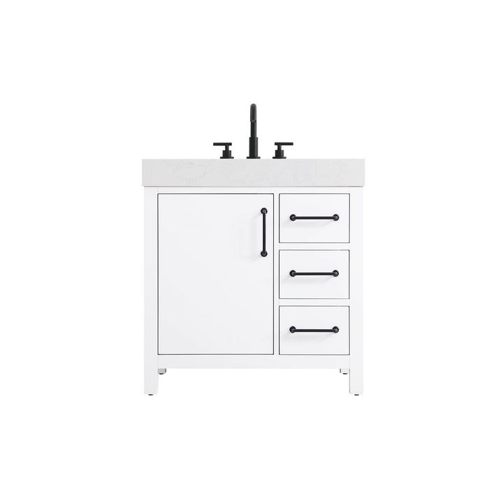 32 Inch Single Bathroom Vanity In White - View 3 - Joshua Marshal