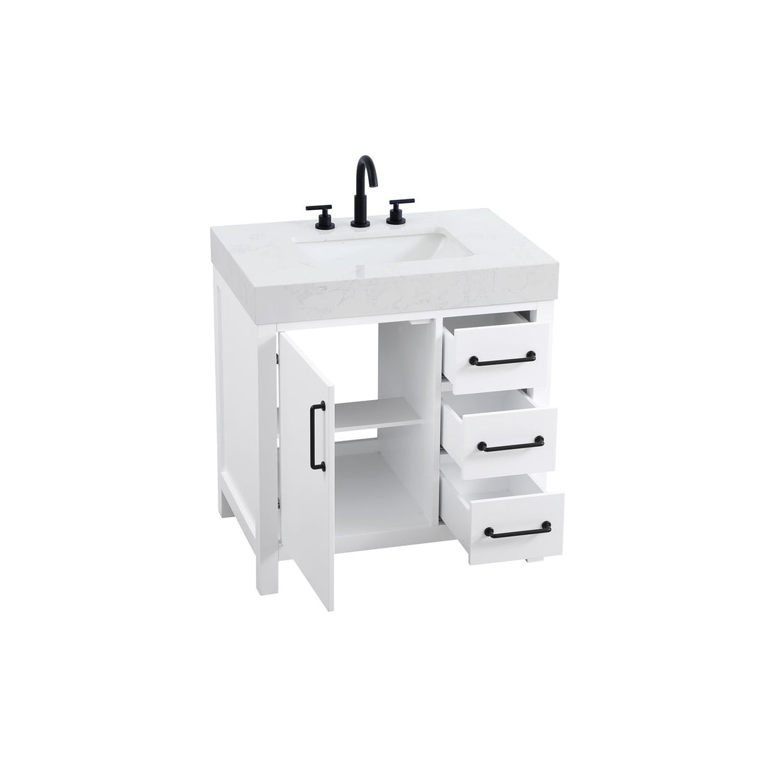 32 Inch Single Bathroom Vanity In White - View 4 - Joshua Marshal