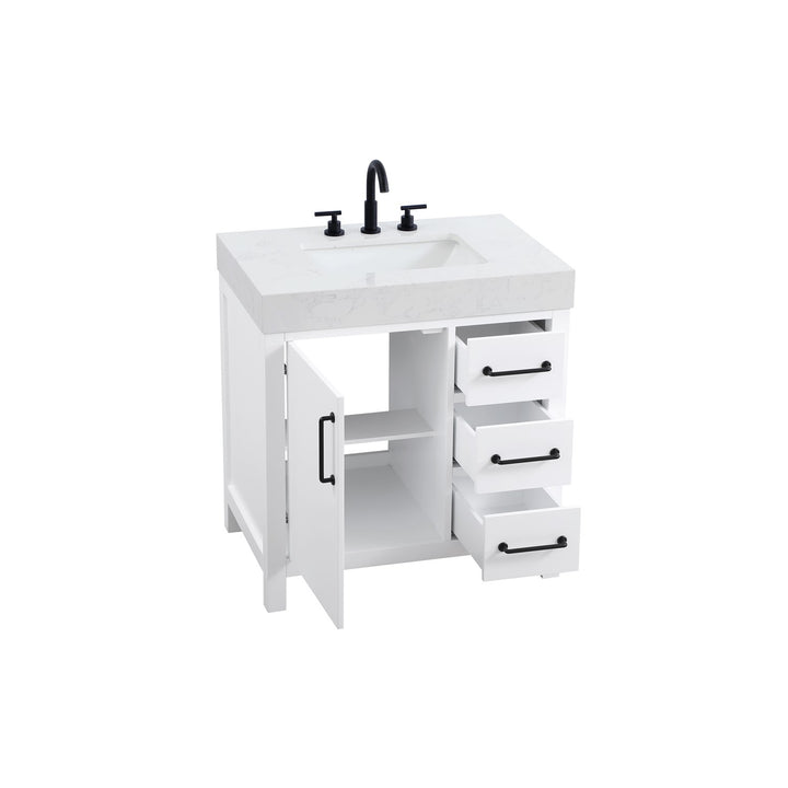 32 Inch Single Bathroom Vanity In White - View 4 - Joshua Marshal