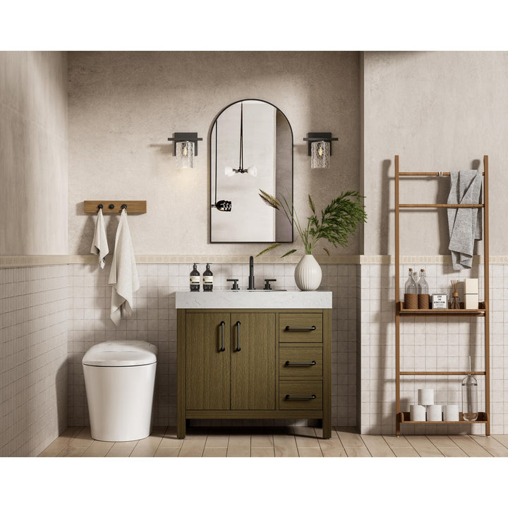 36 Inch Single Bathroom Vanity In Chestnut Brown - View 2 - Joshua Marshal