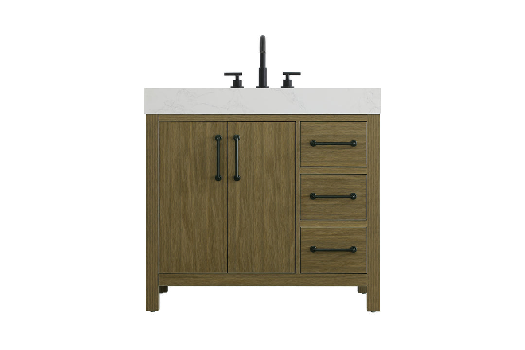 36 Inch Single Bathroom Vanity In Chestnut Brown - View 3 - Joshua Marshal