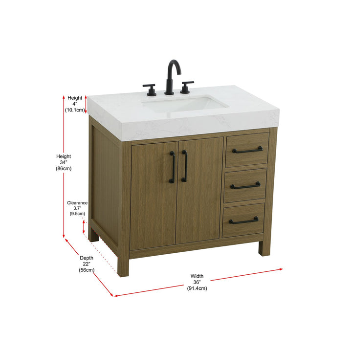 36 Inch Single Bathroom Vanity In Chestnut Brown - View 6 - Joshua Marshal
