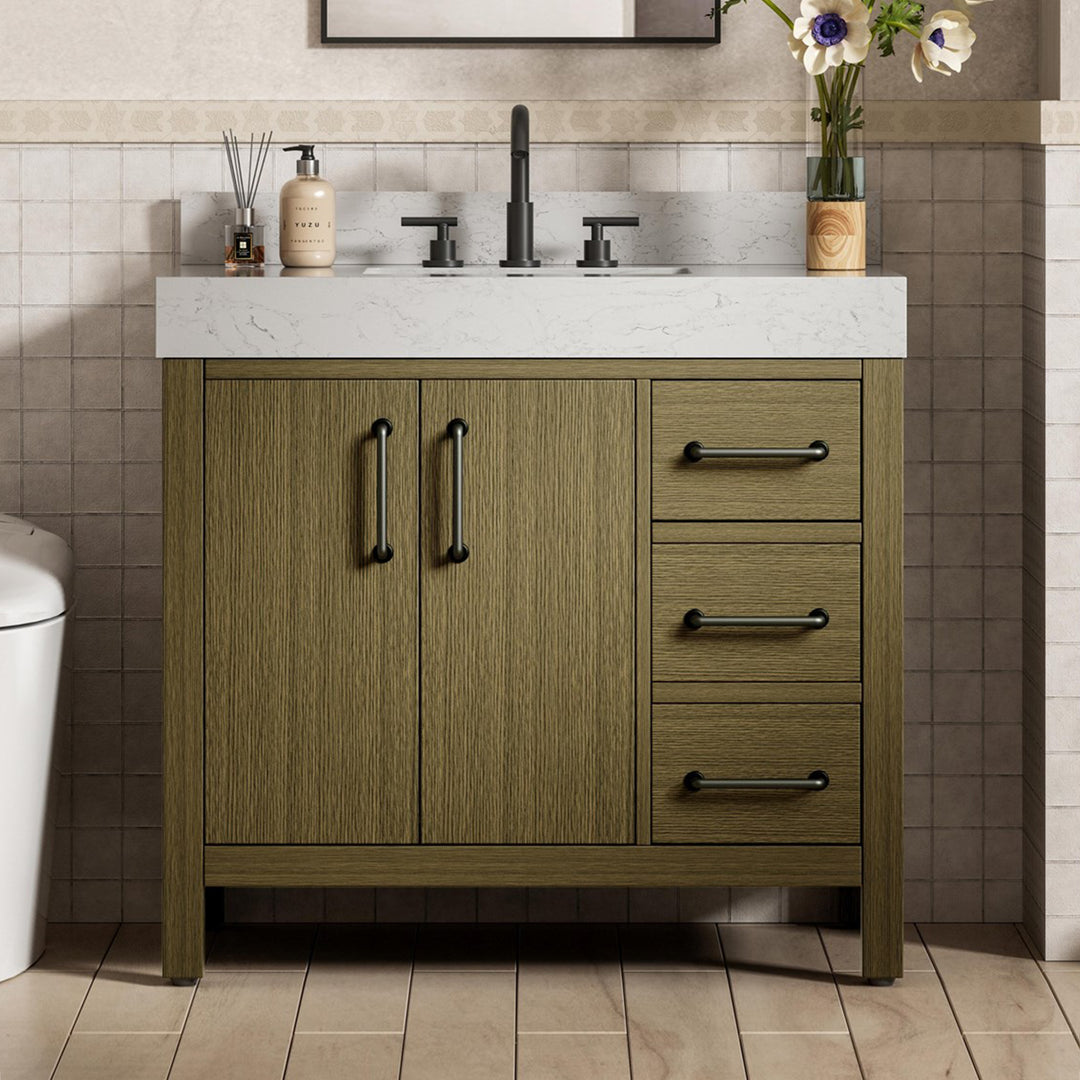 36 Inch Single Bathroom Vanity In Chestnut Brown With Backsplash Chestnut Brown Finish - KITCHEN & BATH by Joshua Marshal