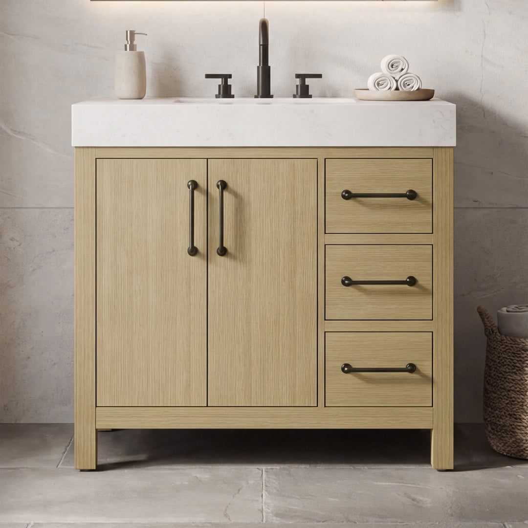 36 Inch Single Bathroom Vanity In Honey Brown Honey Brown Finish - KITCHEN & BATH by Joshua Marshal