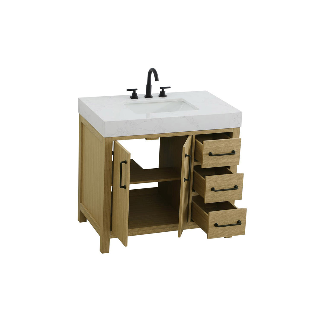 36 Inch Single Bathroom Vanity In Honey Brown - View 5 - Joshua Marshal