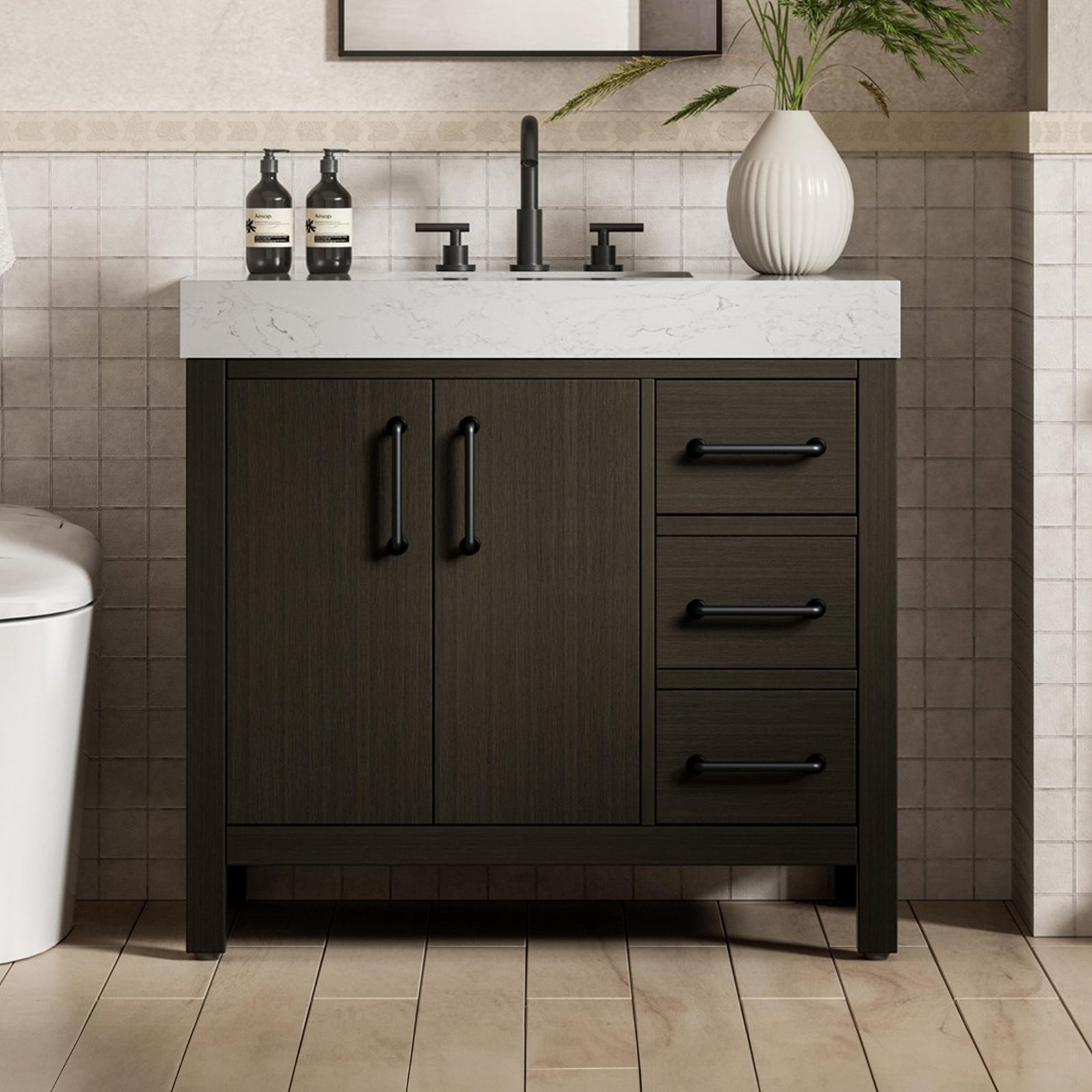 36 Inch Single Bathroom Vanity In Mocha Brown Mocha Brown Finish - KITCHEN & BATH by Joshua Marshal