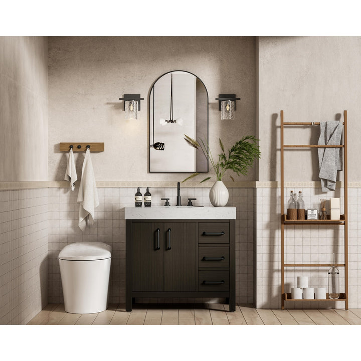 36 Inch Single Bathroom Vanity In Mocha Brown - View 2 - Joshua Marshal