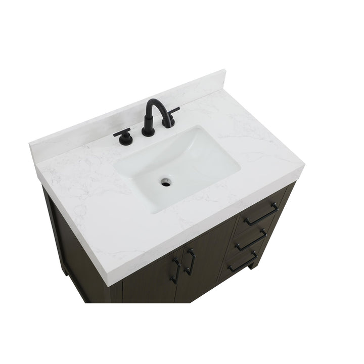 36 Inch Single Bathroom Vanity In Mocha Brown - View 5 - Joshua Marshal