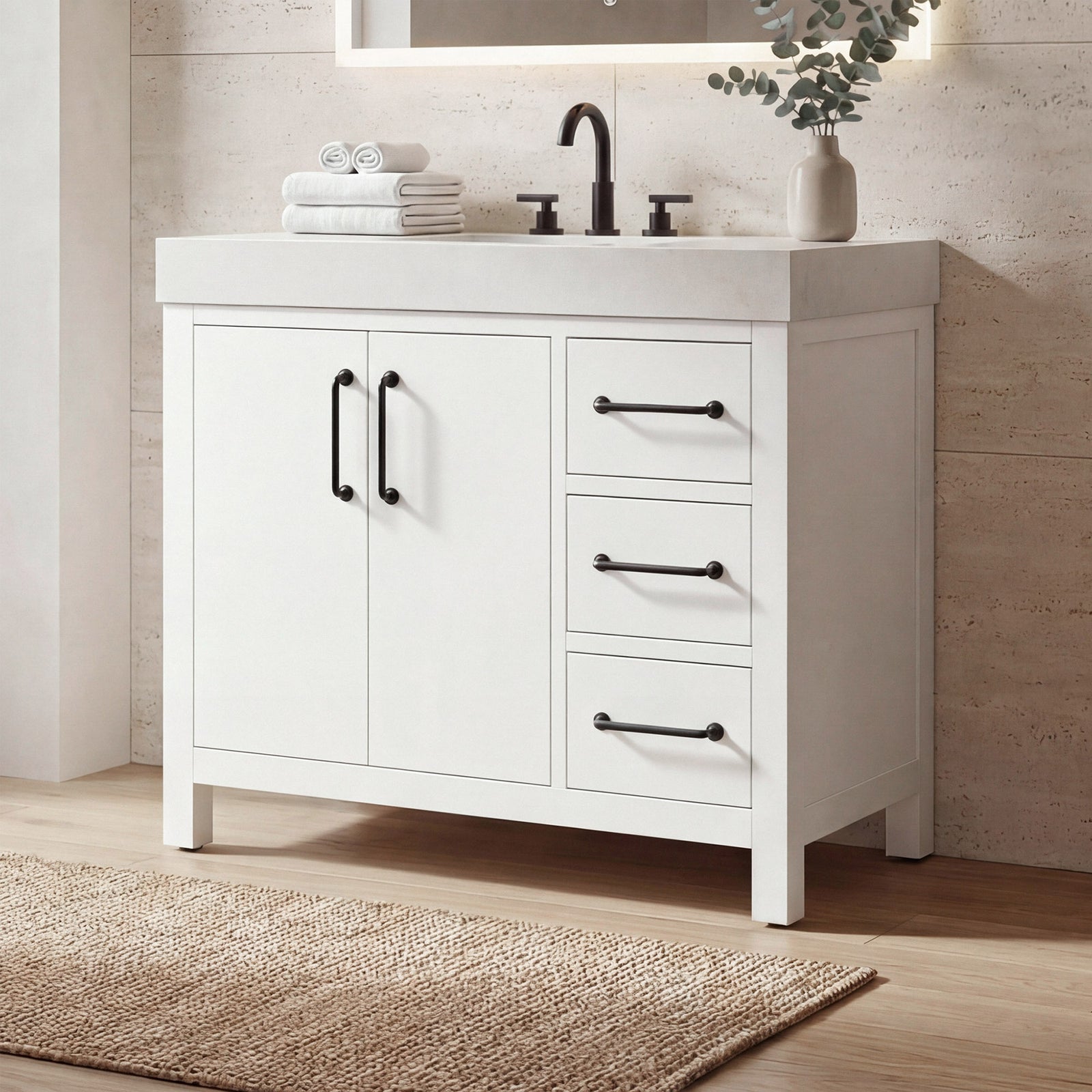 36 Inch Single Bathroom Vanity In White White Finish - KITCHEN & BATH by Joshua Marshal