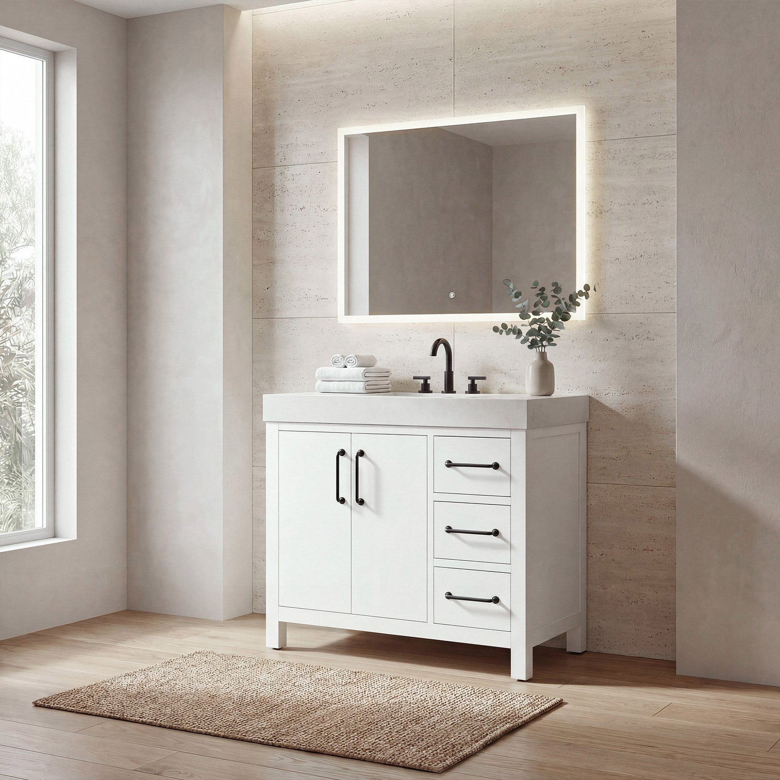 36 Inch Single Bathroom Vanity In White - View 2 - Joshua Marshal