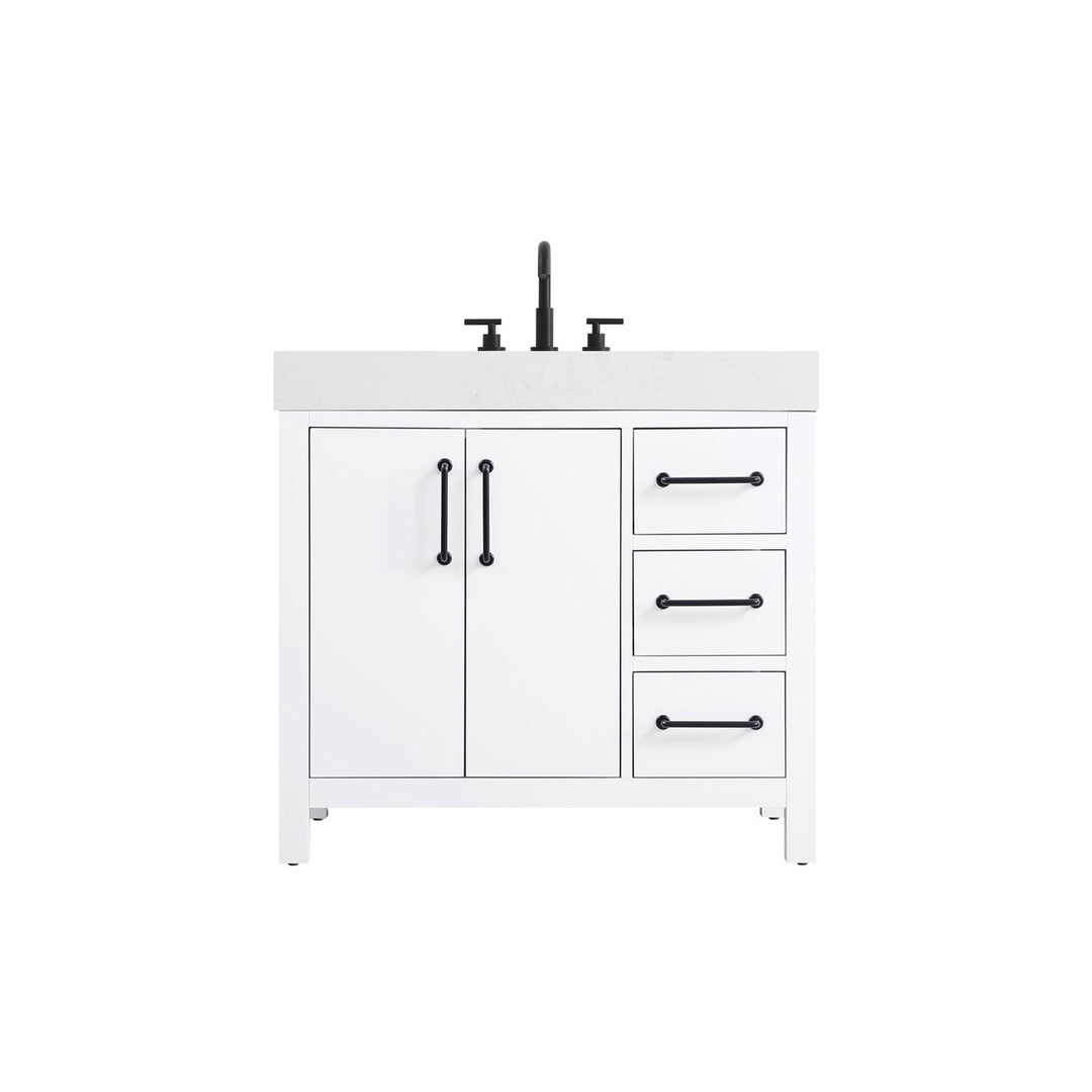 36 Inch Single Bathroom Vanity In White - View 3 - Joshua Marshal