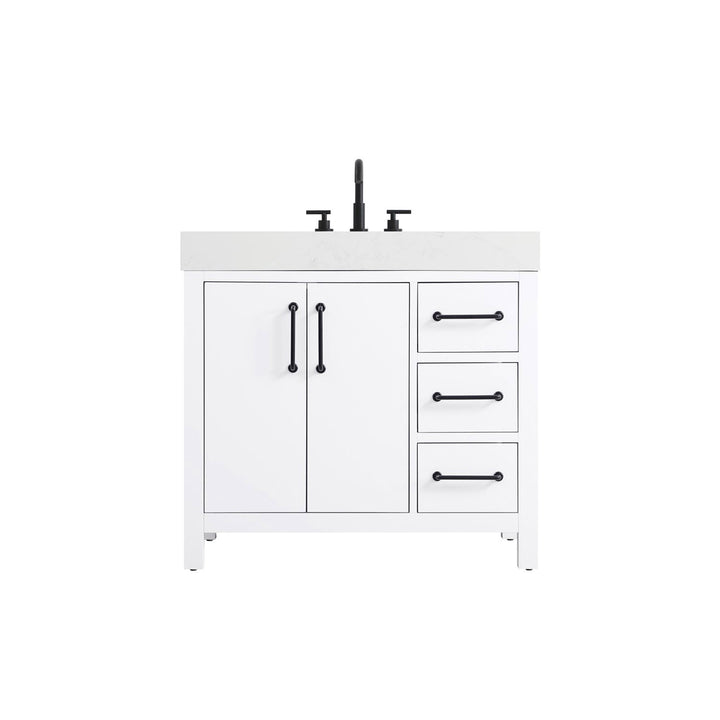 36 Inch Single Bathroom Vanity In White - View 3 - Joshua Marshal