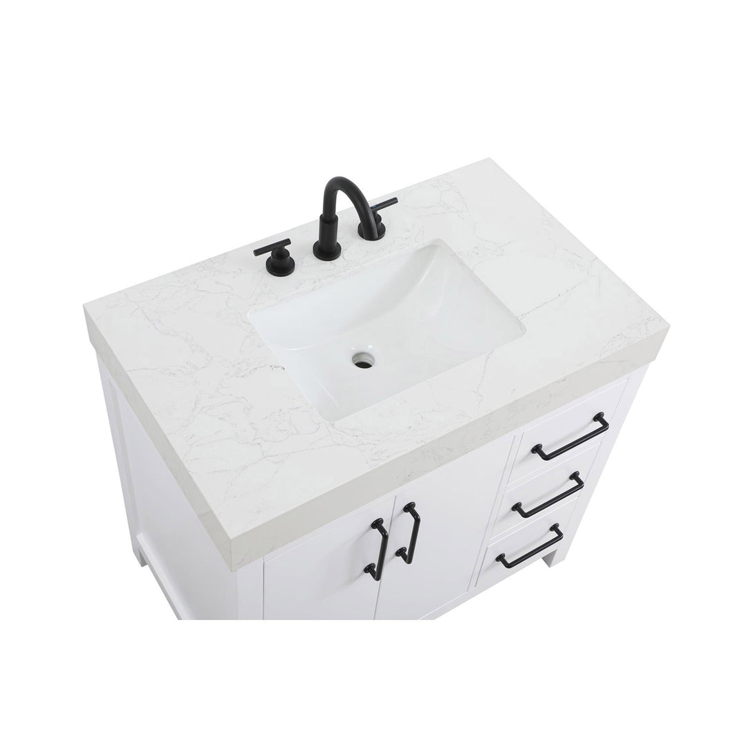 36 Inch Single Bathroom Vanity In White - View 4 - Joshua Marshal