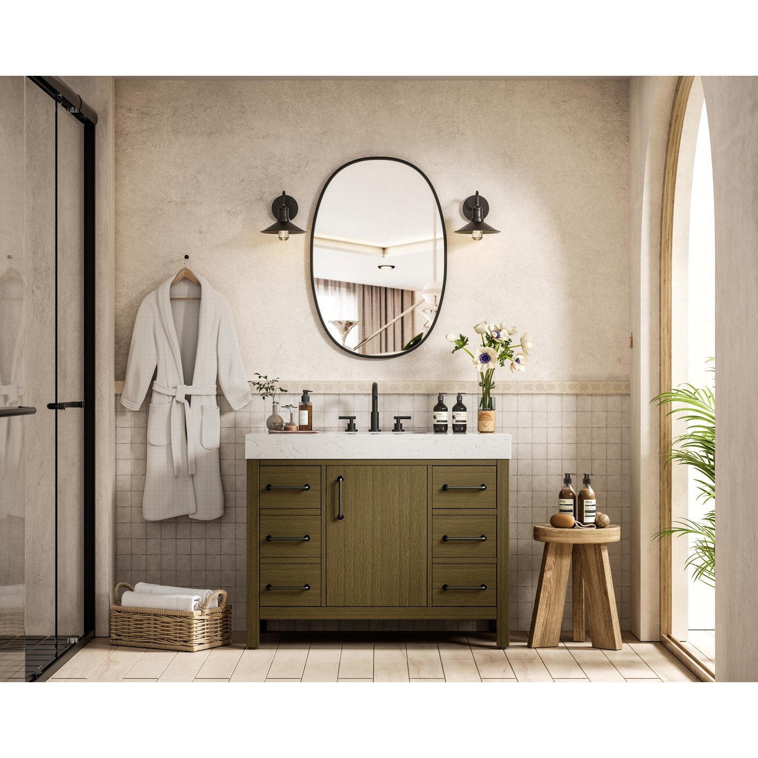 42 Inch Single Bathroom Vanity In Chestnut Brown - View 2 - Joshua Marshal