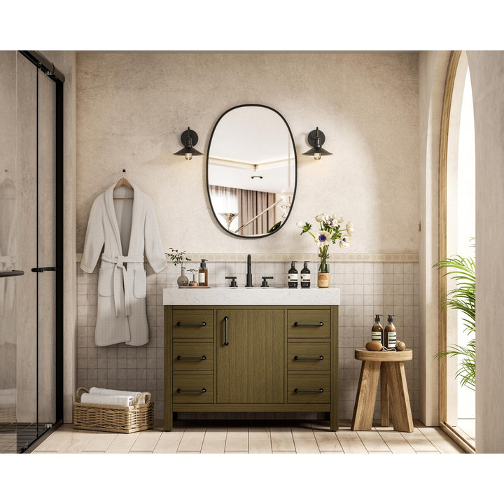 42 Inch Single Bathroom Vanity In Chestnut Brown - View 2 - Joshua Marshal