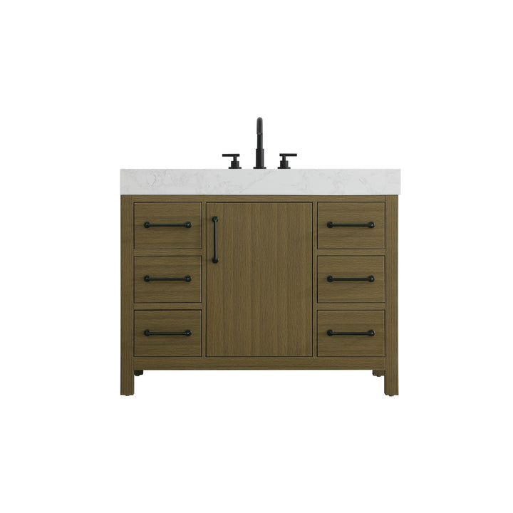 42 Inch Single Bathroom Vanity In Chestnut Brown - View 3 - Joshua Marshal