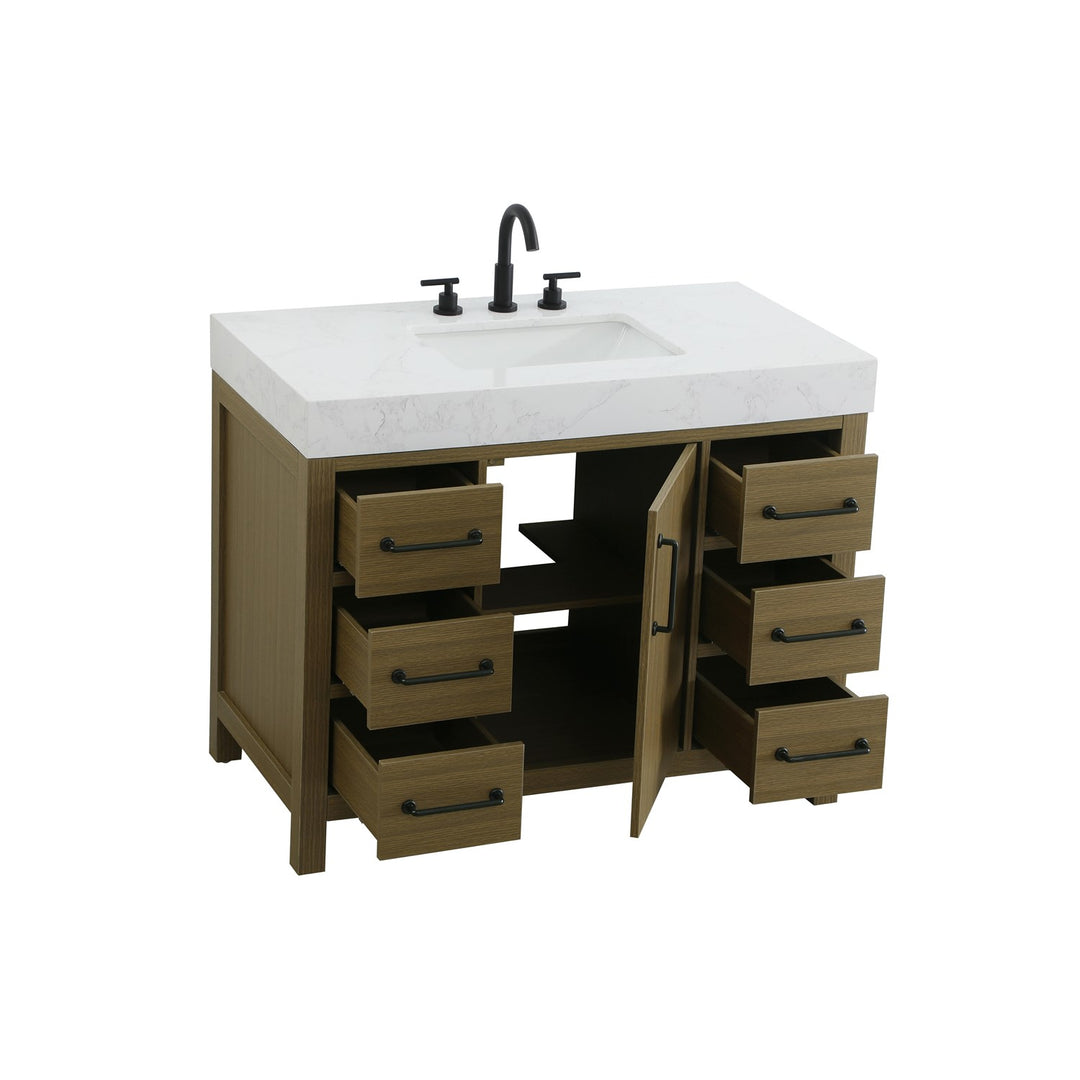 42 Inch Single Bathroom Vanity In Chestnut Brown - View 4 - Joshua Marshal