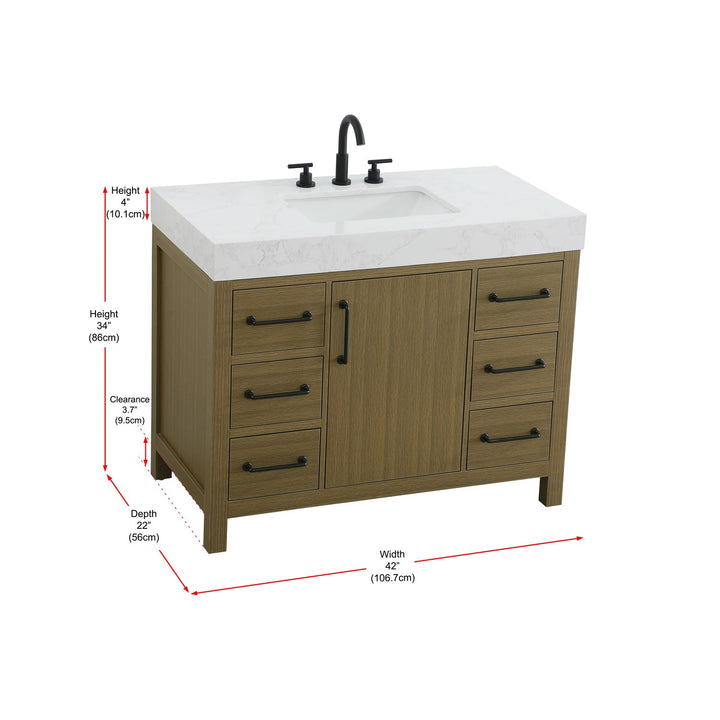 42 Inch Single Bathroom Vanity In Chestnut Brown - View 5 - Joshua Marshal