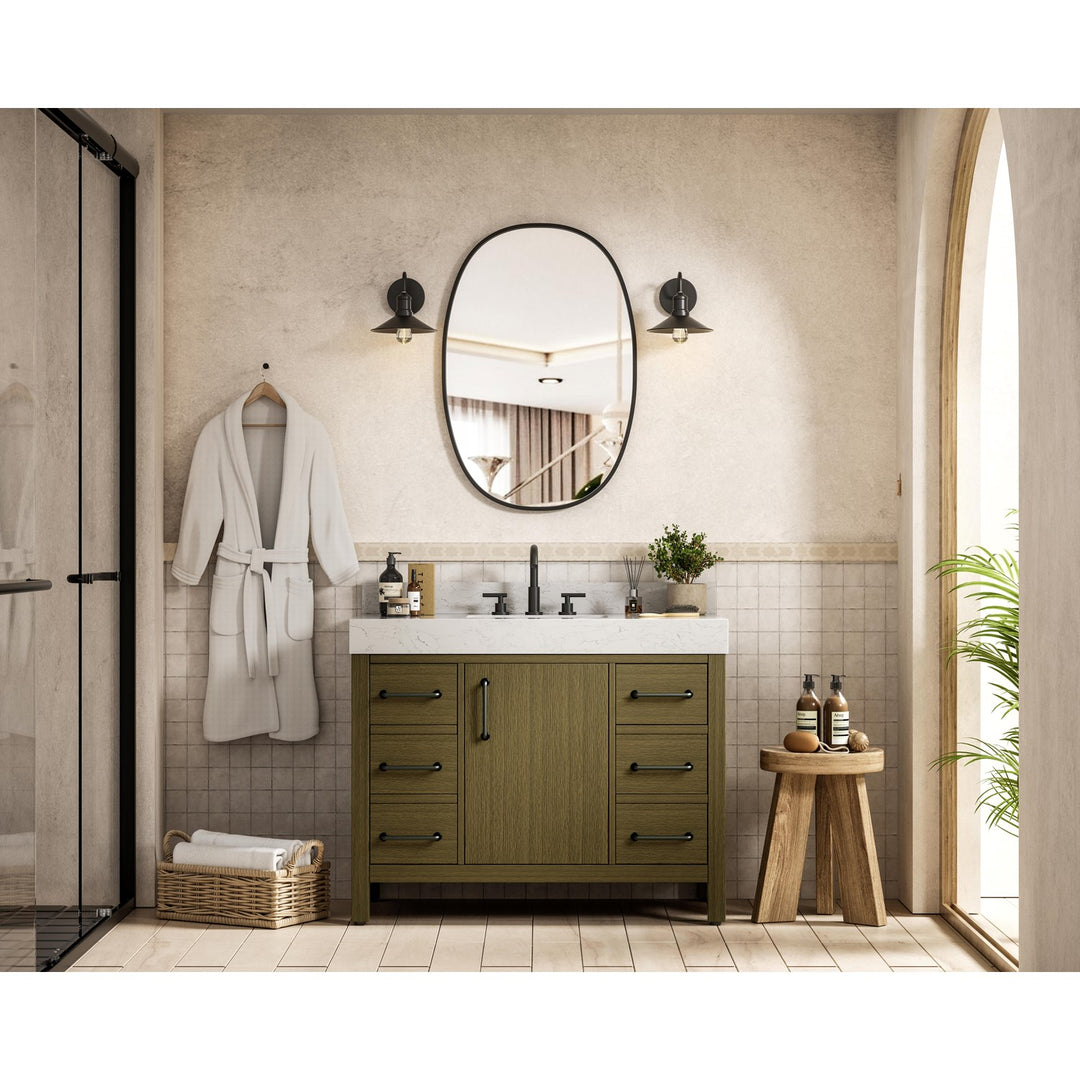 42 Inch Single Bathroom Vanity In Chestnut Brown With Backsplash - View 2 - Joshua Marshal