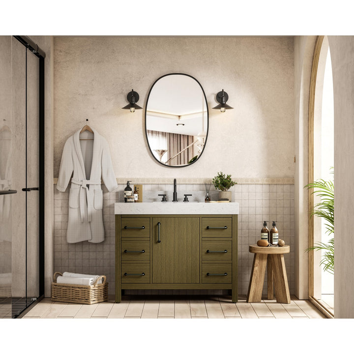 42 Inch Single Bathroom Vanity In Chestnut Brown With Backsplash - View 2 - Joshua Marshal