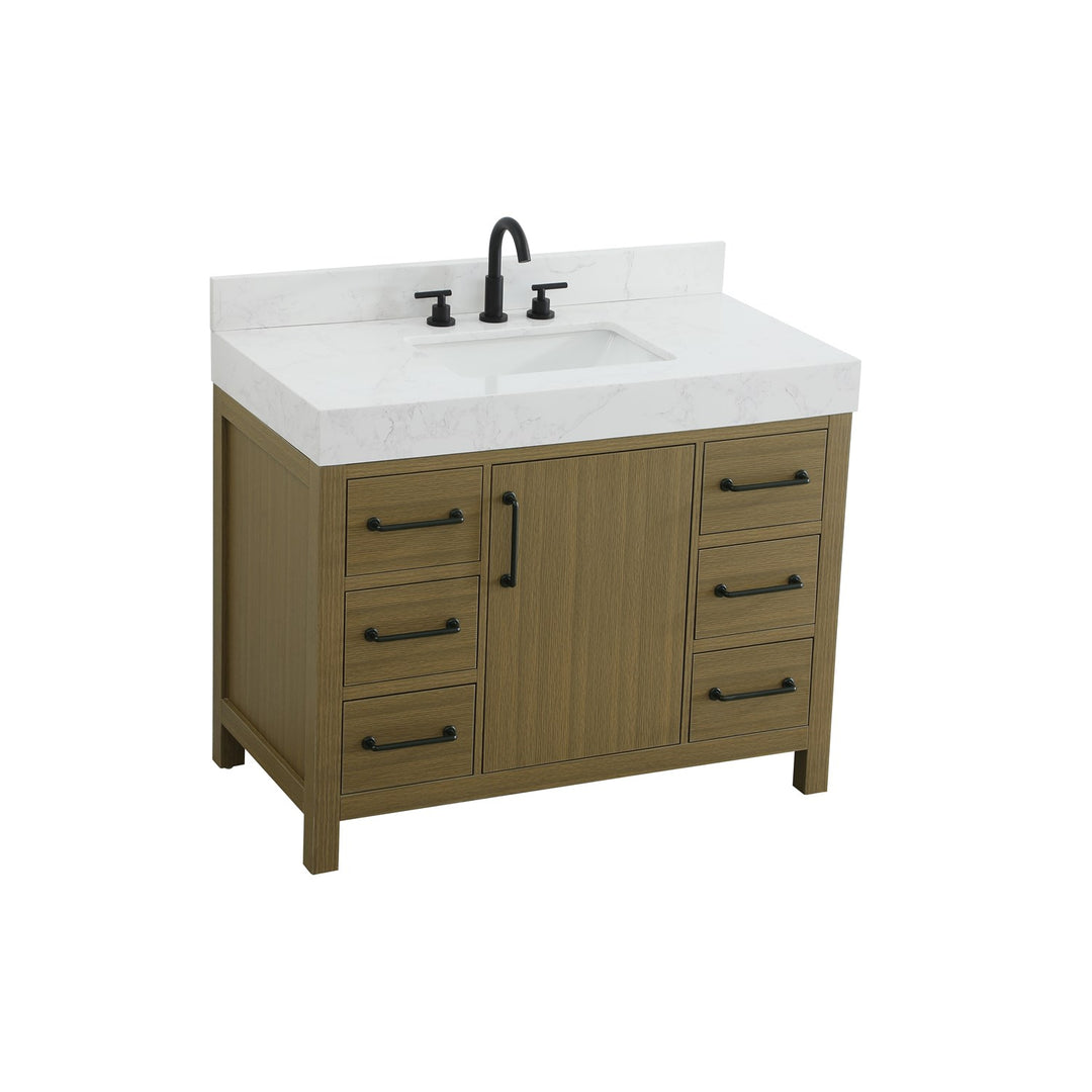 42 Inch Single Bathroom Vanity In Chestnut Brown With Backsplash - View 4 - Joshua Marshal