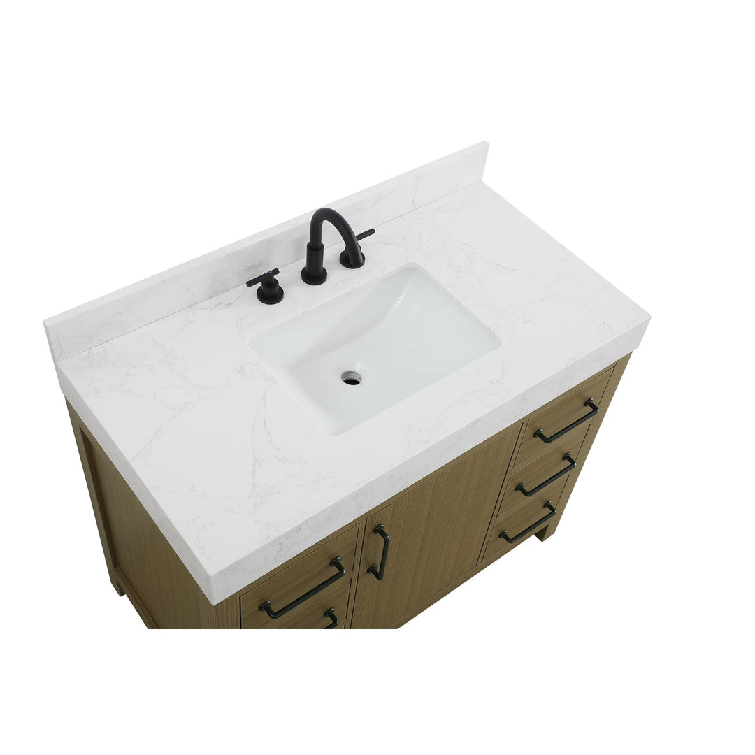 42 Inch Single Bathroom Vanity In Chestnut Brown With Backsplash - View 5 - Joshua Marshal