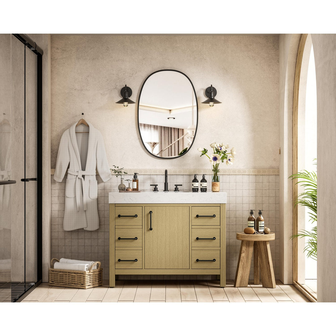 42 Inch Single Bathroom Vanity In Honey Brown - View 2 - Joshua Marshal