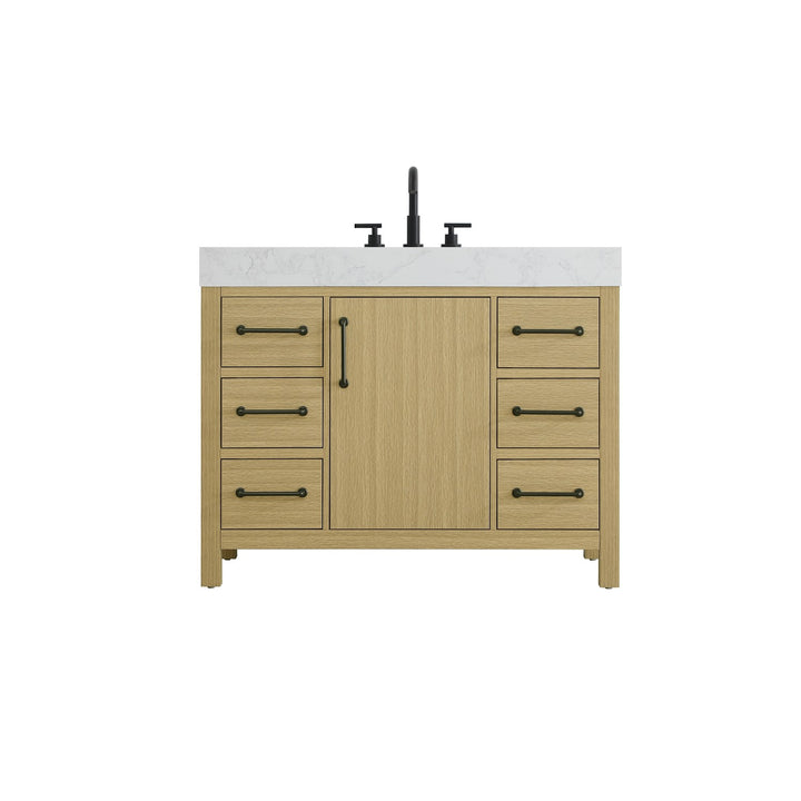 42 Inch Single Bathroom Vanity In Honey Brown - View 3 - Joshua Marshal