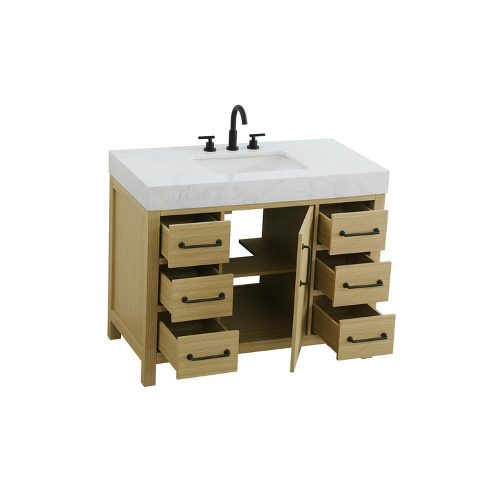 42 Inch Single Bathroom Vanity In Honey Brown - View 4 - Joshua Marshal