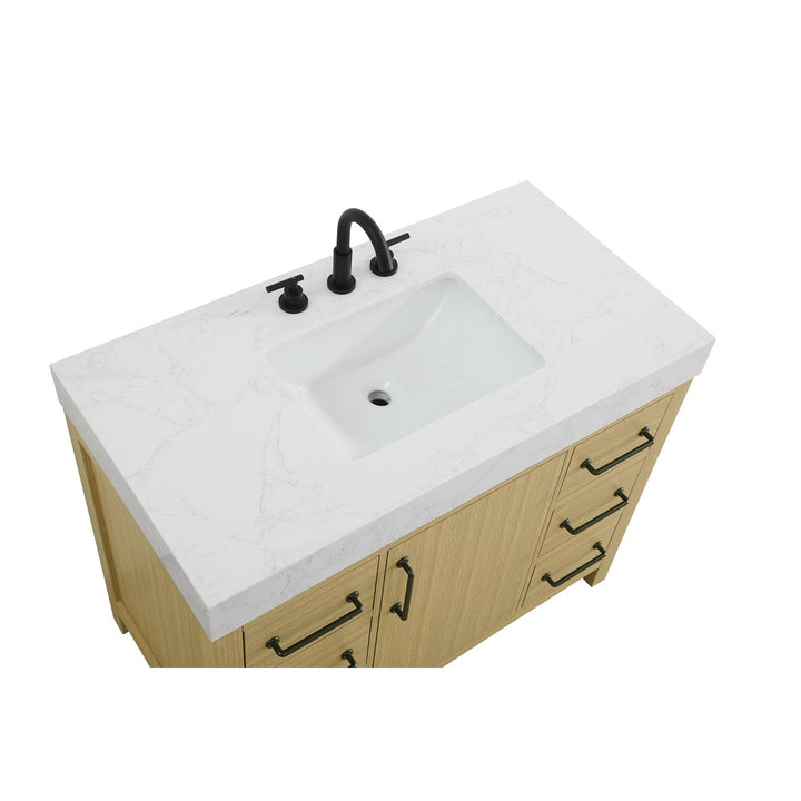 42 Inch Single Bathroom Vanity In Honey Brown - View 5 - Joshua Marshal